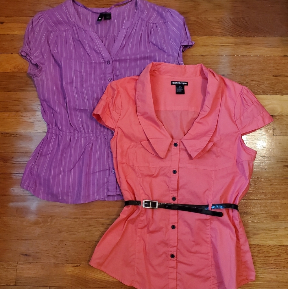 Coral and Lilac Short Sleeve Blouse Bundle